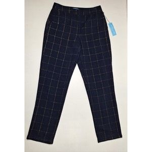 NWT! Draper James RSVP Navy/Gold Lined Plaid Knit Poly/Wool Dress Pants Size 8